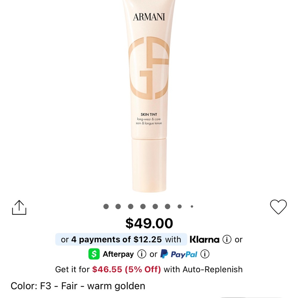 Giorgio Armani Skin Tint in Fair - Warm Golden
